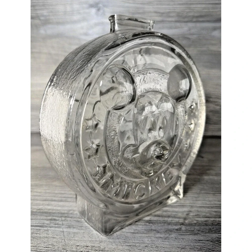 Vintage Anchor Hocking Disney Mickey & Minney Mouse Clear Glass Coin Piggy Bank